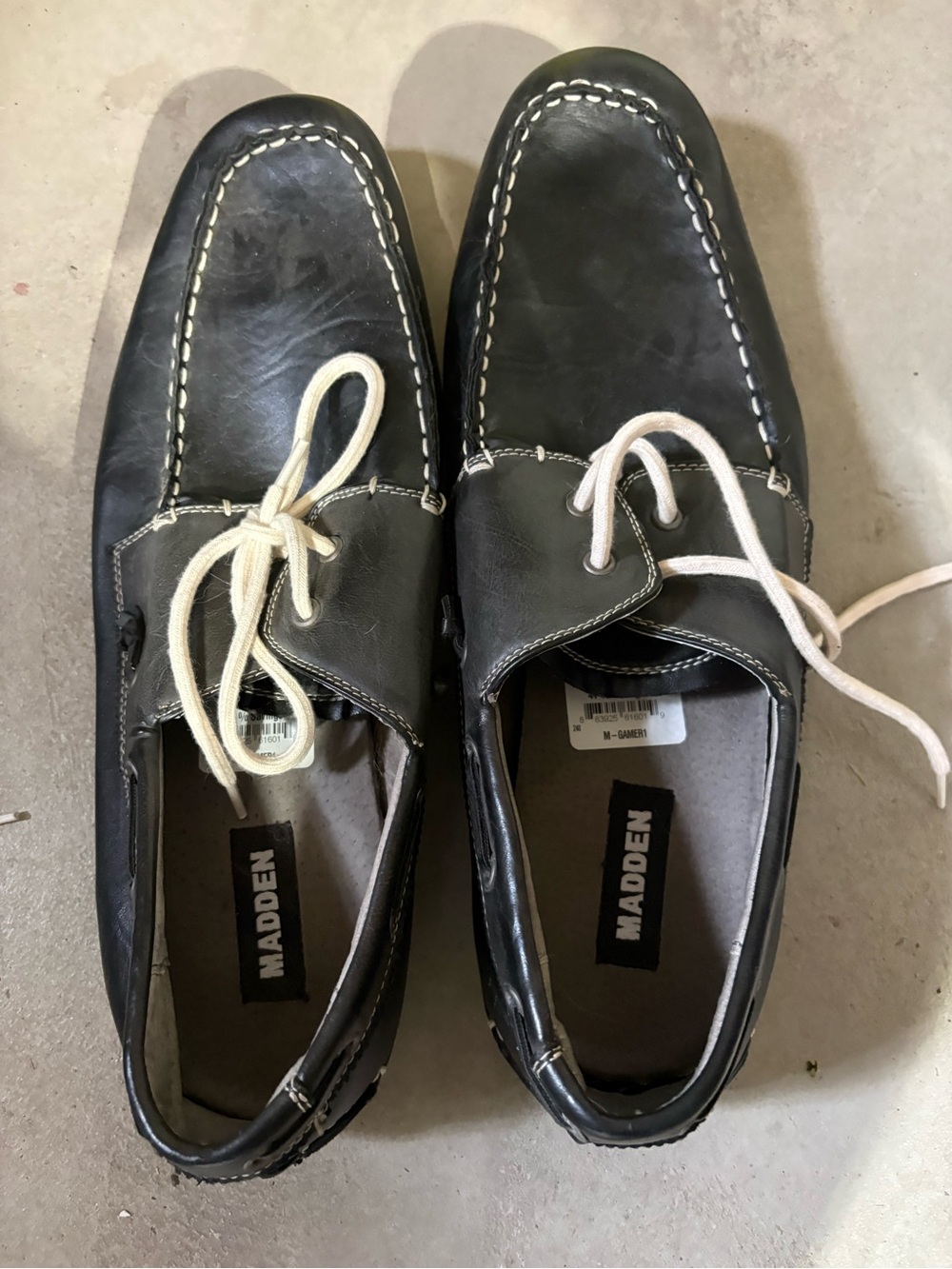 Steve Madden Men’s Black Boat Shoes - Classic Lace-Up